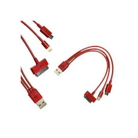 Cable 3 en 1 V8 / Lightning / 30Pin 1 metro o 20 cm Colors