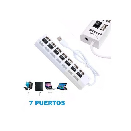 Multicontacto USB 7 entradas con switch Sivivi